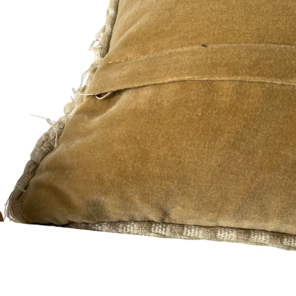 Wool needlepoint petit point cranes‎ bamboo cream throw pillow zip back 15x14